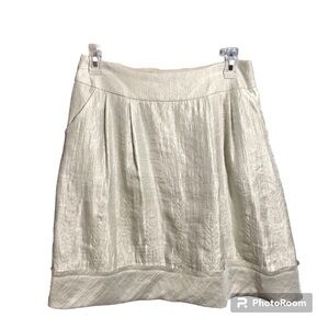 Intuition Metallic Skirt Champagne Color Shiny Wide Waist Band Lined size 4